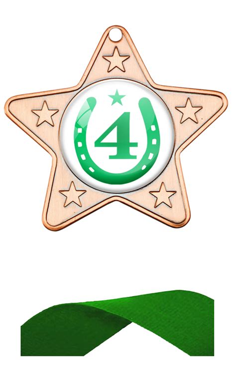 4th PLACE EQUESTRIAN MEDAL WITH GREEN RIBBON - M10 | FREE Logo | FREE ...