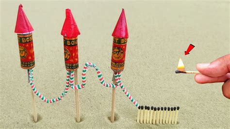 Diwali Rocket Vs Matchstick Chain Reaction Domino Amazing Experiment