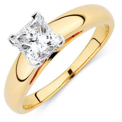 Certified Solitaire Engagement Ring With A 1 Carat Diamond In 14kt Yellow And White Gold