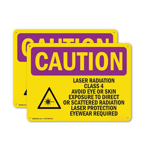 2 Pack Laser Radiation Class 4 Avoid With Symbol OSHA Caution