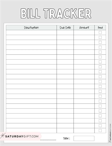 Bill Organizer Template 39 Cute And Free Printable Bill Trackers