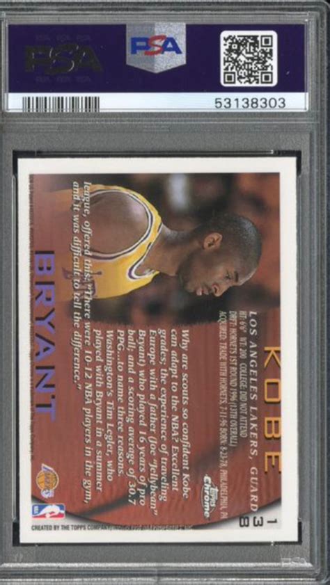 Kobe Bryant Topps Chrome Rookie Etsy