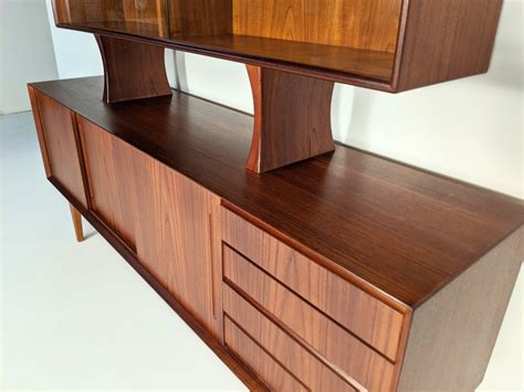 Danish Mid Century Modern Two Tiered Teak Credenza Attributed To