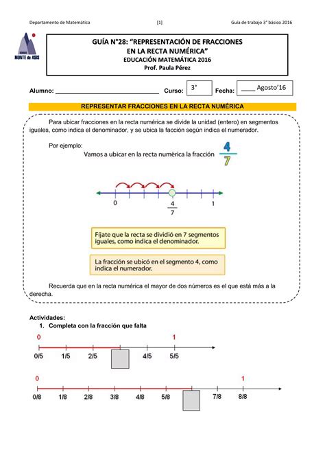 Fracciones en la recta numérica PDF