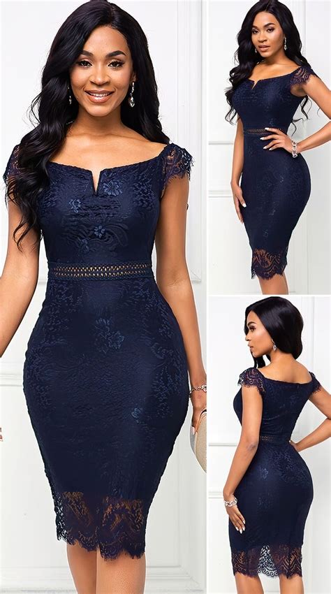 Vika Star — Lace Cap Dress Navy Blue Bodycon Dress Lace Dress Classy