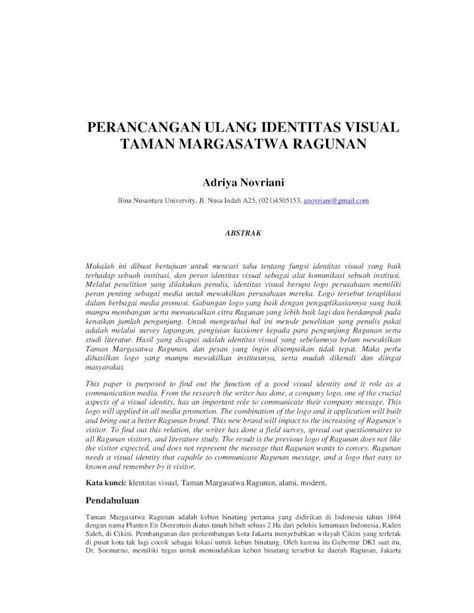 PDF PERANCANGAN ULANG IDENTITAS VISUAL TAMAN Thesis Binus Ac Id Doc