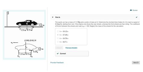 Solved The Sports Car Has A Mass Of Mg Mg And A Center Chegg