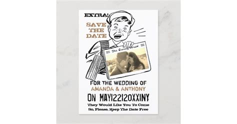 Funny retro custom photo save the date invitation postcard | Zazzle