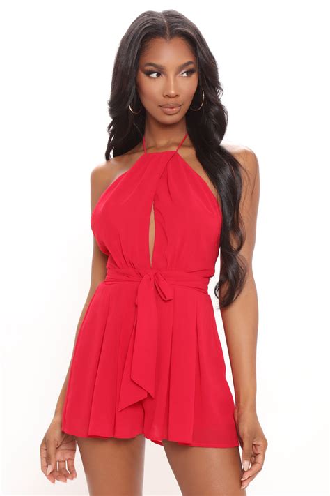 Harper Halter Romper Red Fashion Nova Rompers Fashion Nova