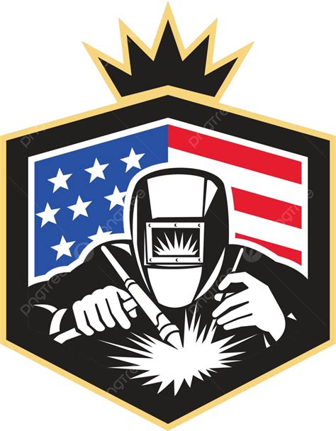 Welder Arc Welding Usa Flag Crest Retro Front View Graphics Industry