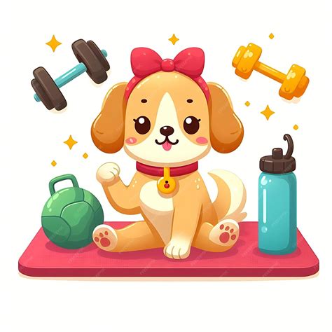 Premium Photo Cute Cartoon Illustration Of A Fitness Dog