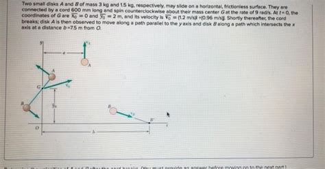 Solved Two Small Disks A And B Of Mass 3 Kg And 1 5 Kg