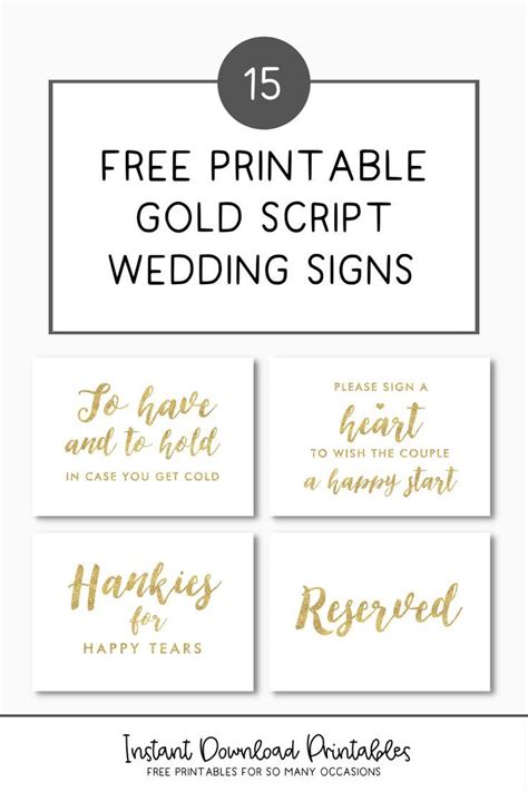 Gold Foil Wedding Signs With The Text Free Printable