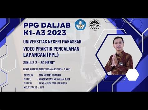 Praktik Pengalaman Lapangan Ppl Siklus Ppg Daljab Tahun Unm