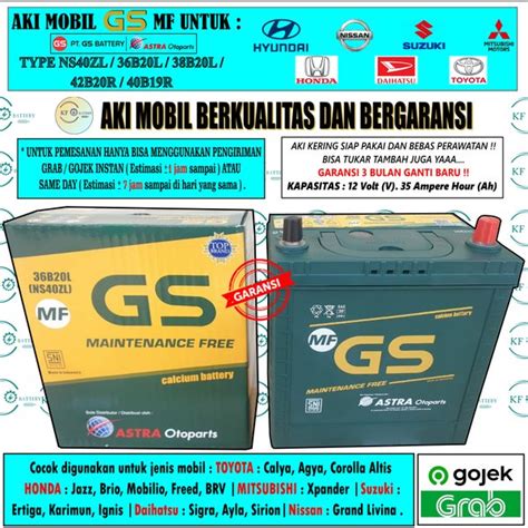 Jual AKI MOBIL SUZUKI ERTIGA IGNIS KARIMUN BALENO NS40ZL GS ASTRA