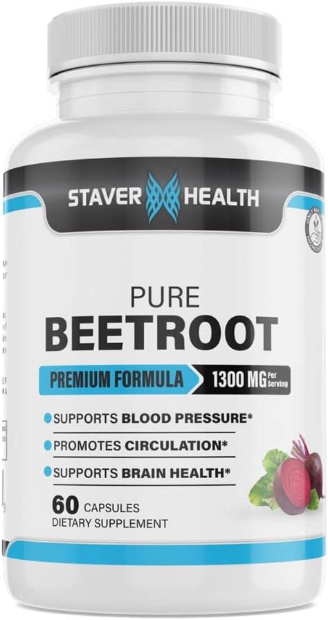 Organic Pure Beetroot Capsules 1300 Mg 60 Count Organic Beetroot Powder For