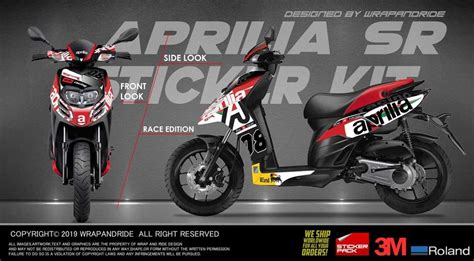 Multicolor 3M Aprilia Sr 125 150 Livery Racing Full Body Wrap