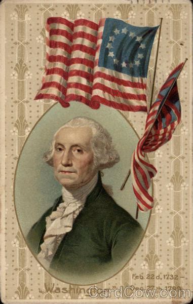 George Washingtons Portrait And Flag Patriotic