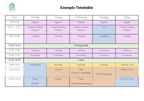 Example Timetable - South East Coast International School Zanzibar