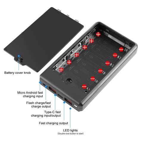 HAWEEL DIY 6 X 18650 Battery 24W Fast Charge Power Bank Box Case With