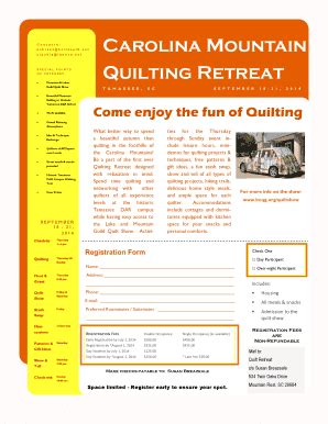 Fillable Online Lmqg Carolina Mountain Quilting Retreat Lake And