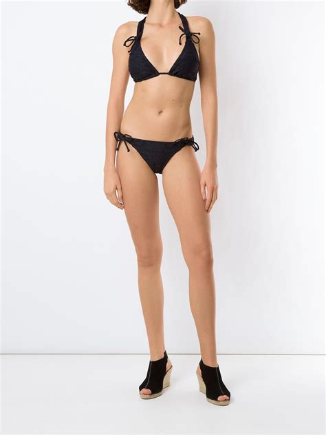 Amir Slama Perforated Detail Bikini Set Black Editorialist