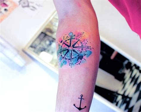 Watercolor Compass Watercolor Compass Tattoo Tattoo Designs Trendy Tattoos