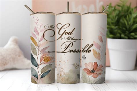 With God Watercolor Floral Tumbler Wrap Graphic By ArtMix Creative