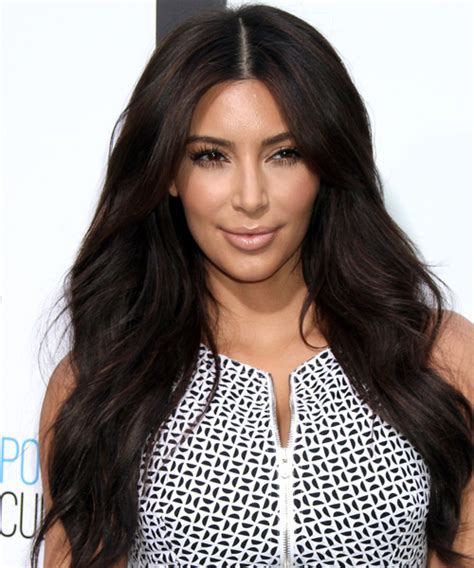 Kim Kardashian Long Straight Casual Hairstyle Dark Mocha Brunette