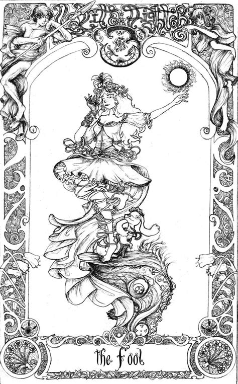 Tarot LF3 The Fool Witch Coloring Pages Tattoo Coloring Book Tarot