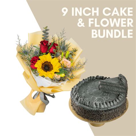 9 Inch Cake And Flower Bundle Whyzee