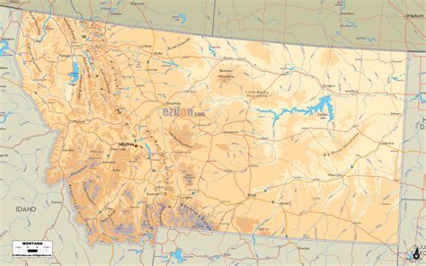 Physical Map Of Montana State Usa Ezilon Maps