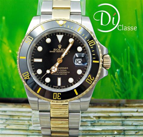 Reloj Rolex Submariner Negro Acero Oro King Combinado En