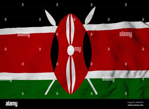 Full Frame Close Up On A Waving Flag Of Kenya In 3D Rendering Stock