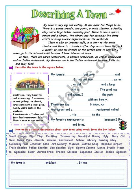 Describing A Town Esl Worksheet By Zora