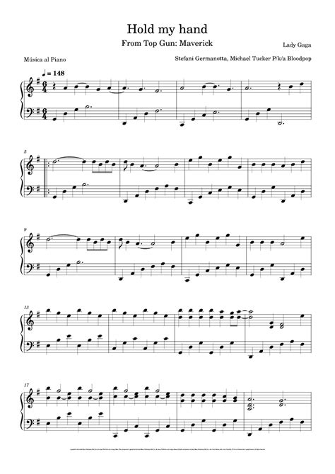 Hold My Hand Sheet Music Lady Gaga Piano Solo