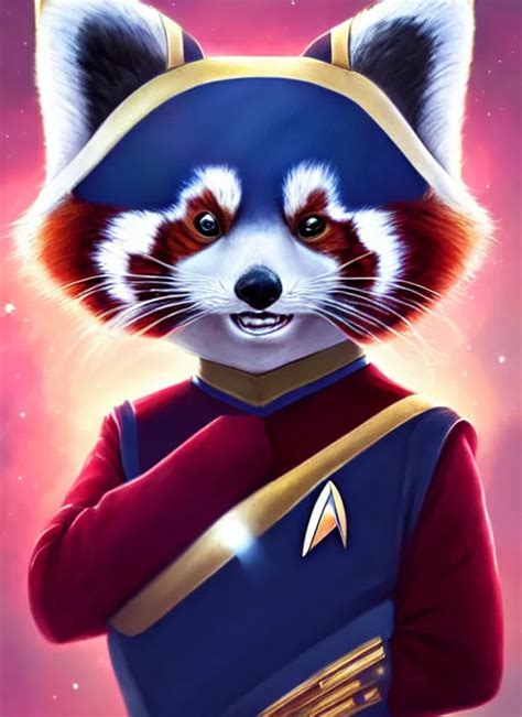 Cute Star Trek Officer Red Panda Natural Lighting Stable Diffusion