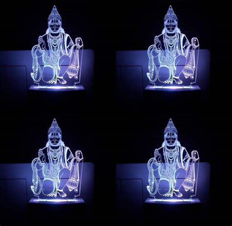 Doneria The Hanuman Ji 3d Illusion Night Lamp Comes With 7 Multicolor Pack Of 4 Night Lamp