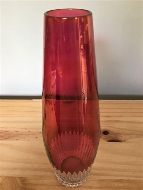 Modern Glass Vase By Alfred Taube Germany In A Cherry Red Etsy Uk