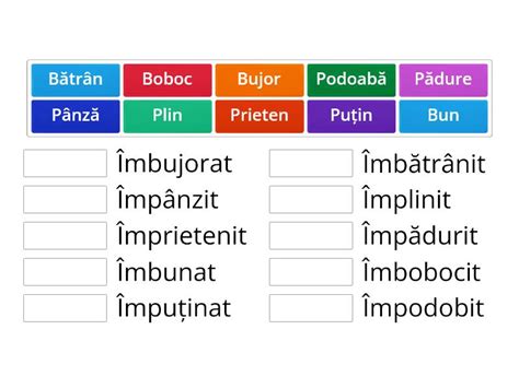 Scrierea corectă a cuvintelor cu m înainte de p sau b Match up