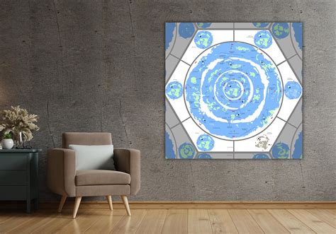 Ancient Flat Earth Map Canvas,world Map Beyond the Water Wall Satellite Flat Earth Map Poster ...