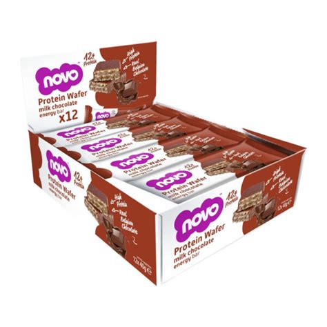 Novo Protein Wafer Milk Chocolate Flavour 40g X 12 Unit Box Proteinbar Qatar