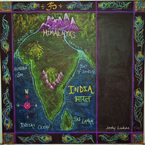 India Map Blackboard Chalk Drawing Ancient India Main Lesson Waldorf