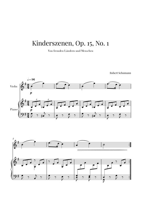 Kinderszenen Op No For Violin And Piano Arr Cadenza