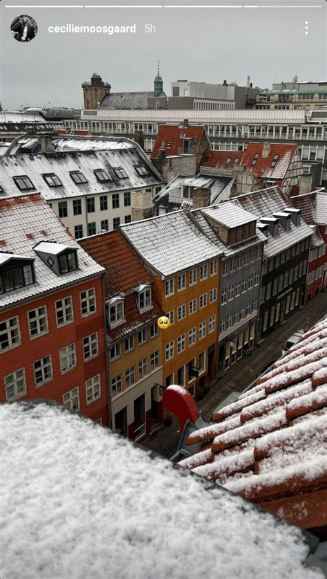 Snow Covered Rooftops And Buildings On A Cloudy Day