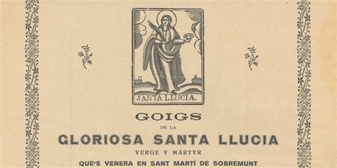 Goigs De La Gloriosa Santa Llucia Any La Vall Del Ges I El Bisaura