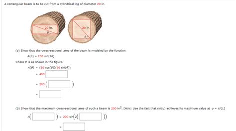 Solved A Rectangular Beam Is To Be Cut From A Cylindrical Chegg