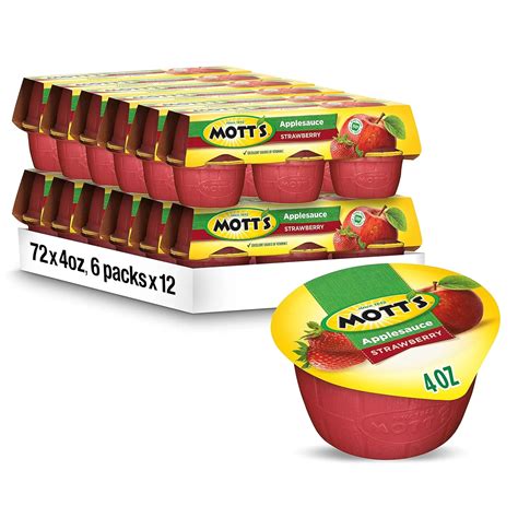 Motts Strawberry Applesauce 4 Ounce Cup 6 Count Pack Of 12