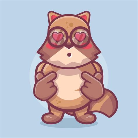 Kawaii Raccoon Animal Character Mascot With Love Sign Hand Gesture