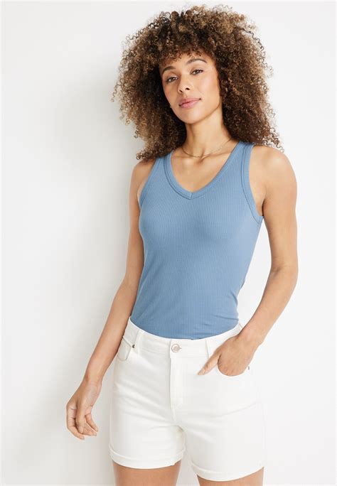 Highline Ribbed V Neck Tank Top Maurices